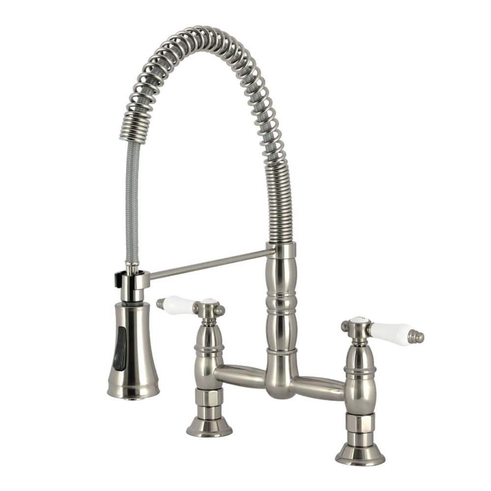Bel-Air 18.75 in. H 2-Handle Deck Mount Standard Kitchen Faucet in Brushed Nickel price history on PriceWatchPro