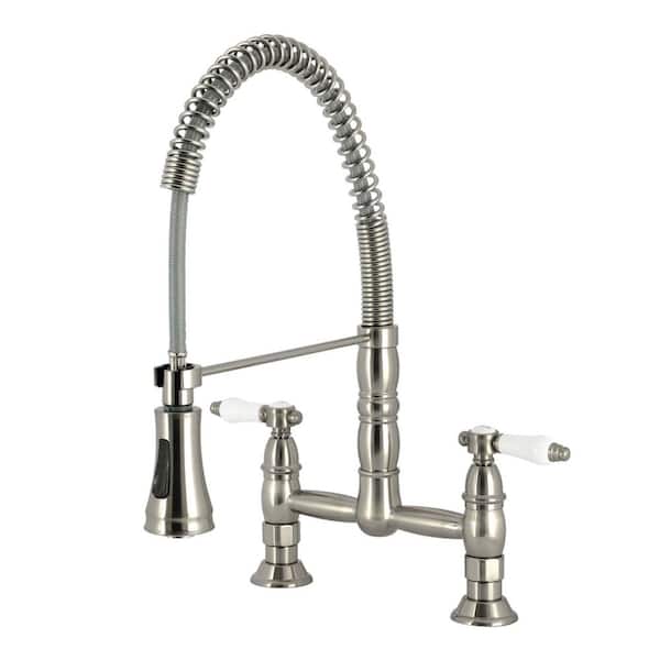 Bel-Air 18.75 in. H 2-Handle Deck Mount Standard Kitchen Faucet in Brushed Nickel