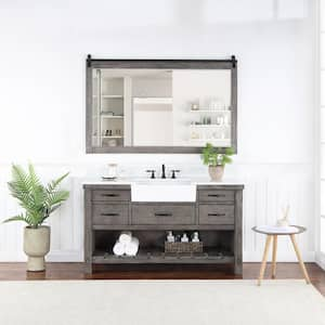 Villareal 60 in. W x 22 in. D x 34 in . H Single Farmhouse Bath Vanity in Classical Grey with Composite Stone Top