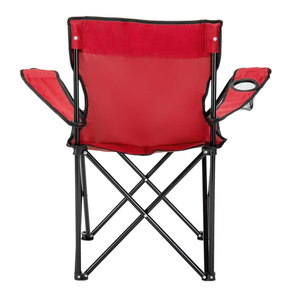 Red Iron Frame Folding Outdoor Camping Chair with Storage Bag