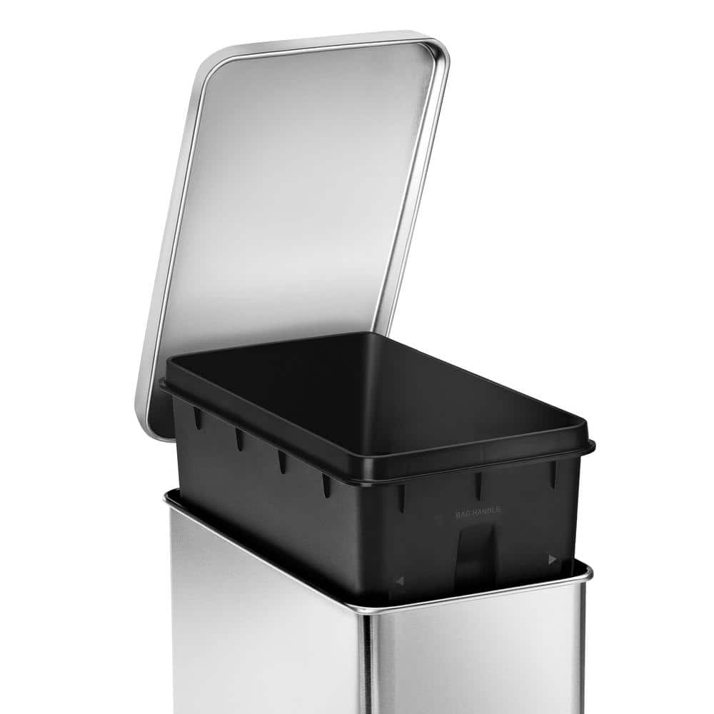 Slim Brushed Stainless Steel 2.6 Gallon Step Trash Can