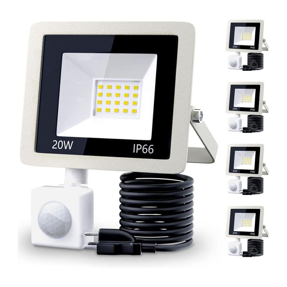 20W Watt Equivalent 1500 Lumen 120 Degree Ivory Motion Sensing Dusk to Dawn LED Flood Light 5-Pack price history on PriceWatchPro