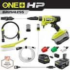 ONE+ HP 18-Volt Brushless EZClean 600 PSI 0.7 GPM Cordless Electric Power Cleaner w/ 4.0Ah Battery, Charger, Accessories