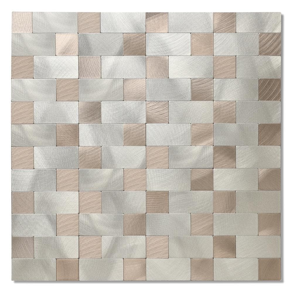clevermosaics Beige PVC Peel and Stick Tile with Metal Gold Mosaic (5pcs per Pack)