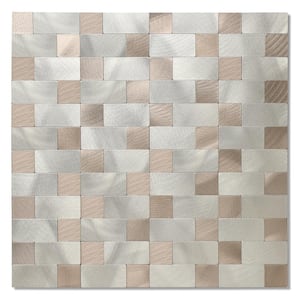 Mosaic Silver and Beige 12 in. x 12 in. Metal Peel and Stick Tile (5 sq. ft./5-Sheets)