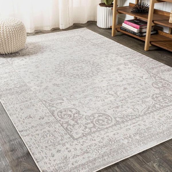 Scala Ornate Bohemian Medallion Gray/Cream 8 ft. x 10 ft. Area Rug
