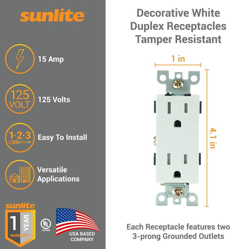 White Tamper Resistant Duplex Receptacle Outlet with Wall Plate