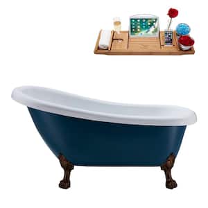61 in. Acrylic Clawfoot Non-Whirlpool Bathtub in Matte Light Blue,Matte Oil Rubbed Bronze Clawfeet And Drain