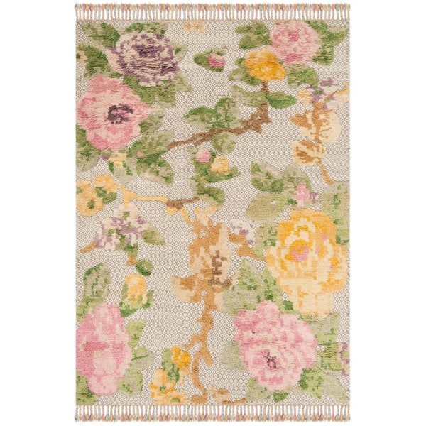 Kenya Pink/Gray 6 ft. x 9 ft. Floral Area Rug
