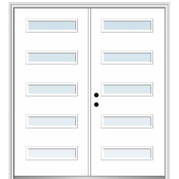 MMI DOOR Davina 64 in. x 80 in. Right-Hand Inswing 5-Lite Clear Low-E Primed Fiberglass Prehung Front Door on 6-9/16 in. Frame