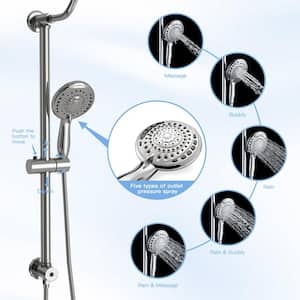 Single Handle 5-Spray Shower Faucet 10 in. Rain Shower Head 1.8 GPM Wall Mount Dual Shower in Chrome