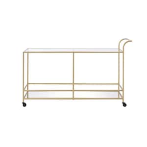 Kenda Gold and Glass and Mirrored Serving Cart