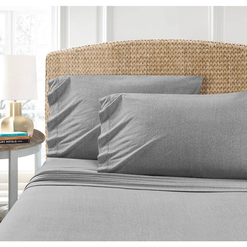 Heather Jersey 4-Piece Gray Solid Full Sheet Set price history on PriceWatchPro