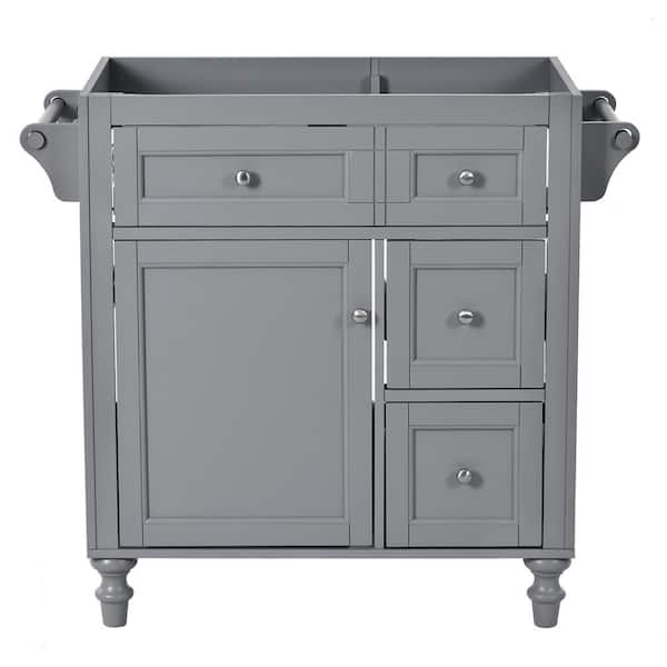 JimsMaison 29.52 in. W x 17.87 in. D x 33 in. H Freestanding Bath Vanity Cabinet without Top in Grey
