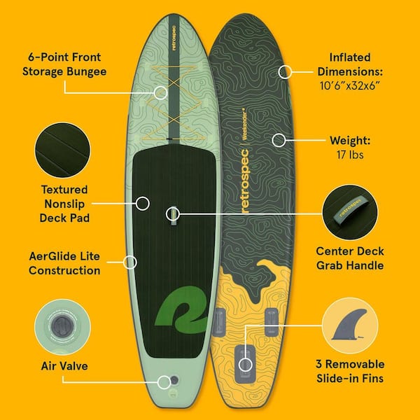 Unbranded - Compact Light-Weight 126 in. Wild Spruce PVC Inflatable Paddleboard with Accessories