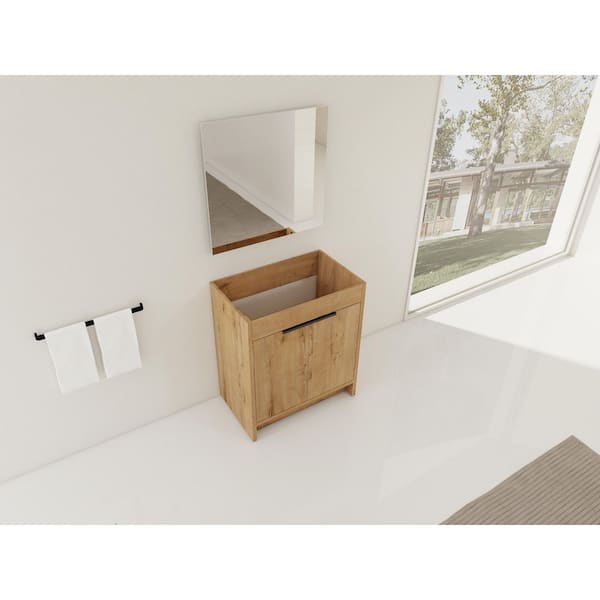 Calista Modern 29.31 in. Freestanding Bath Vanity Cabinet without Top in Imitative Oak with Adjustable Shelf