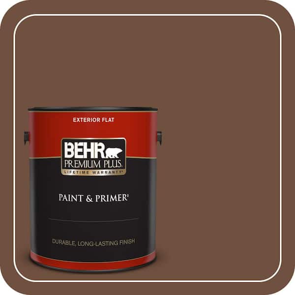 BEHR PREMIUM PLUS 1 gal. #ICC-81 Traditional Leather Flat Exterior Paint & Primer