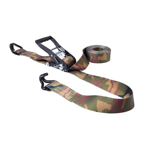 Camo Ratchet Tie-Down Strap 16 ft. x 2 in. 3,333 lbs. with J Hook