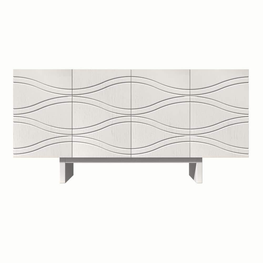 White 4-Door Accent Storage Cabinet For Living Room, Foyer and Kitchen-Dini
