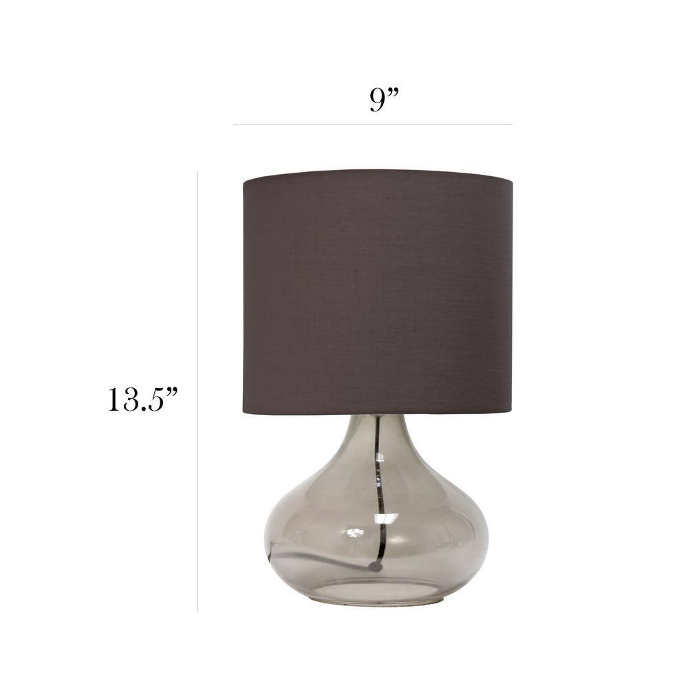 Smoke Gray Glass Gourd Nightstand Lamp with Barrel Shade