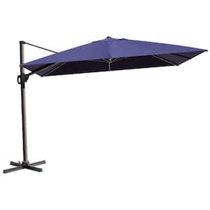 9 ft. x 12 ft. Heavy-Duty Frame Cantilever Patio Single Rectangle Umbrella in Navy Blue