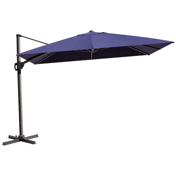 Crestlive Products 9 ft. x 12 ft. Heavy-Duty Frame Cantilever Patio Single Rectangle Umbrella in Navy Blue