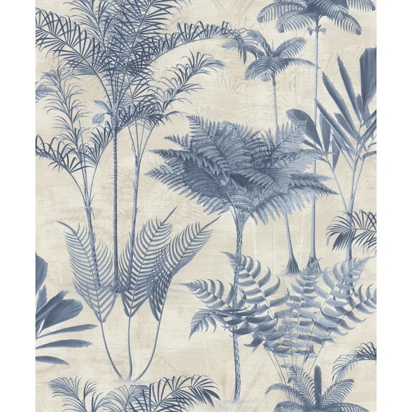 Kinabalu Blue Rainforest Expanded Vinyl Non-Pasted Wallpaper Roll