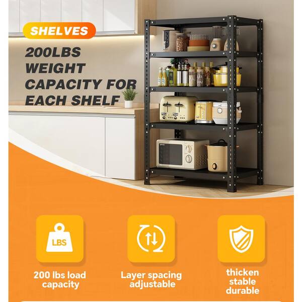 Siavonce Household Storage Rack, Adjustable Display Rack, Basement Balcony Storage Rack, Carbon Steel Storage Rack, Black ZX-P192368 Siavonce Household Storage Rack, Adjustable Display Rack, Basement Balcony Storage Rack, Carbon Steel Storage Rack, Black ZX-P192368