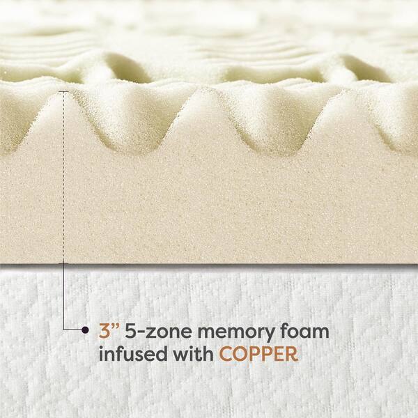 MELLOW 3 in. Queen 5-Zone Memory Foam Mattress Topper with Lavender  Infusion HD-5ZMF-3QL - The Home Depot