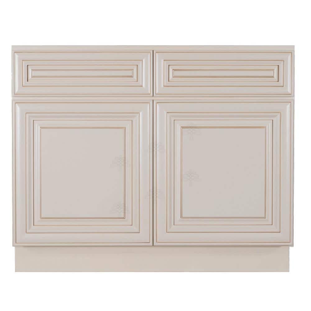 Princeton Assembled 33 in. x 34.5 in. x 24 in. Sink Base Cabinet with 2 Doors in Creamy White