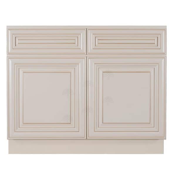 LIFEART CABINETRY Princeton Assembled 36 in. x 34.5 in. x 24 in. Sink Base Cabinet with 2 Doors in Creamy White