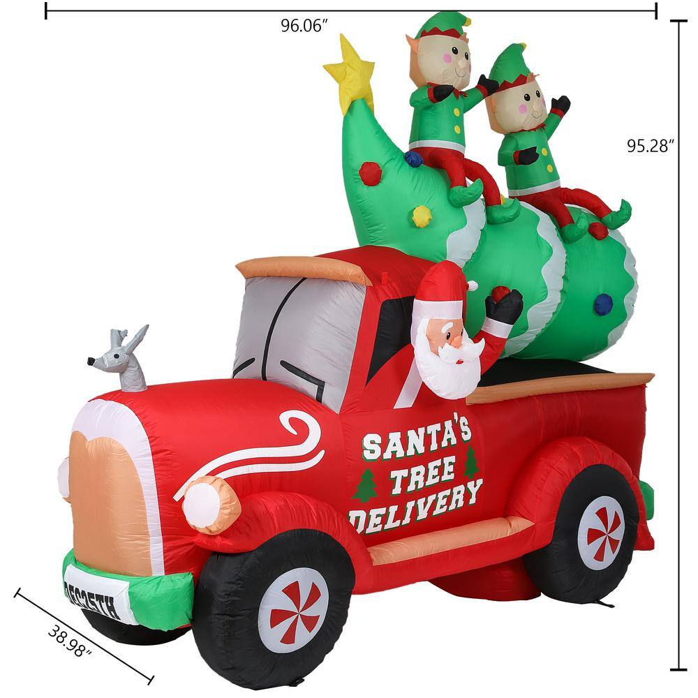 Buy Lighted 8 ft. H x 8 ft. W Santa Christmas Tree Delivery Truck