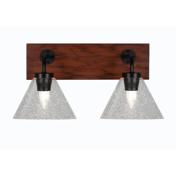 Unbranded Kirby 17.25 in. 2-Light Matte Black and Painted Wood-look Metal Vanity Light