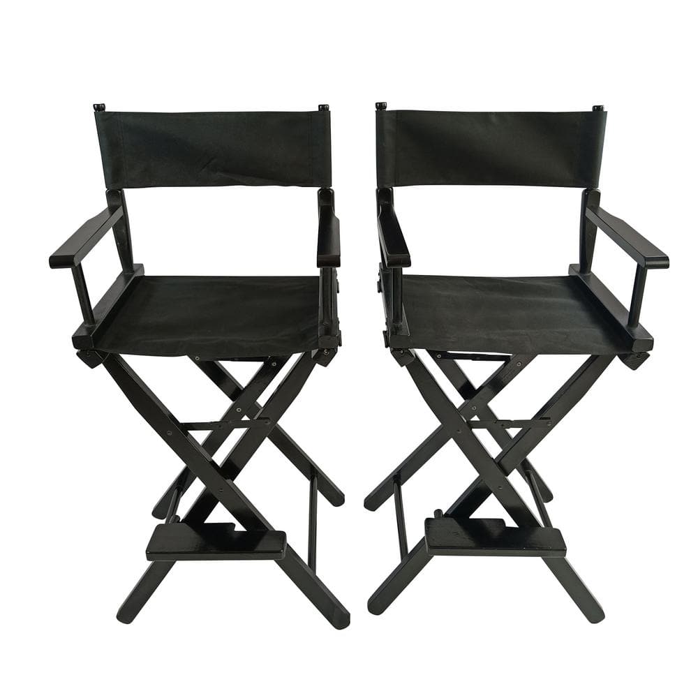 Afoxsos 2-Piece Black Outdoor Populus Wood Casual Chair