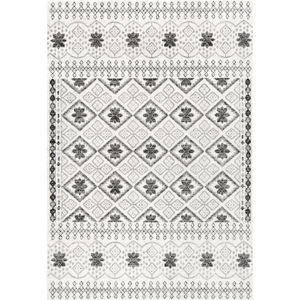 nuLOOM Vanessa Tribal Motif Geometric Trellis Grey 9 ft. x 12 ft. Indoor Area Rug