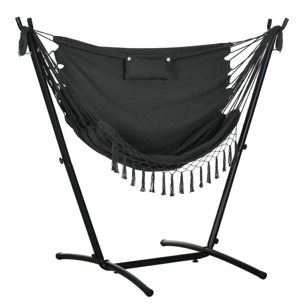 66.90 in. 1-Person Gray Metal Hammock Patio Swing Hanging Lounge Chair with Side Pocket price history on PriceWatchPro
