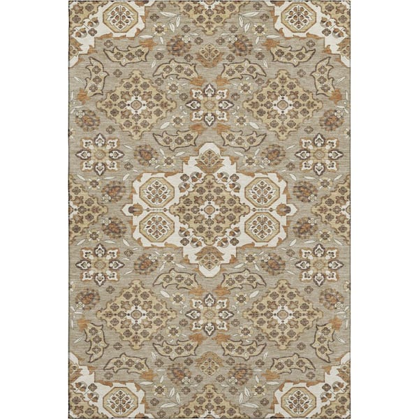 Mayfield Premium Machine Washable Abstract AMF1853 Taupe 9 ft. x 12 ft. Area Rug