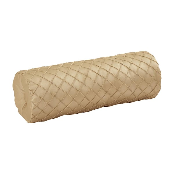 Unbranded Potenza Gold Polyester Damask Bolster Decorative Throw Pillow 7 In. L X 20 In. W