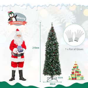 7 ft. Pre-Lit Artificial Hinged Slim Pencil Christmas Tree
