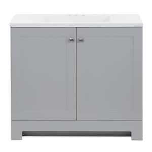 36.50 in. W x 18.75 in. D Bath Vanity in Pearl Gray with Cultured Marble Vanity Top in White with White Basin