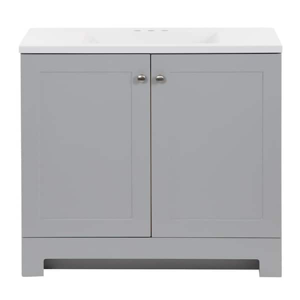 36 in. Single Sink Bath Pearl Gray Vanity with Cultured Marble Top (Assembled)
