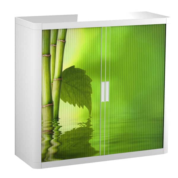 Unbranded Paperflow easyOffice 41 in. Tall with 2-Shelves Storage Cabinet in Bamboo with Leaf