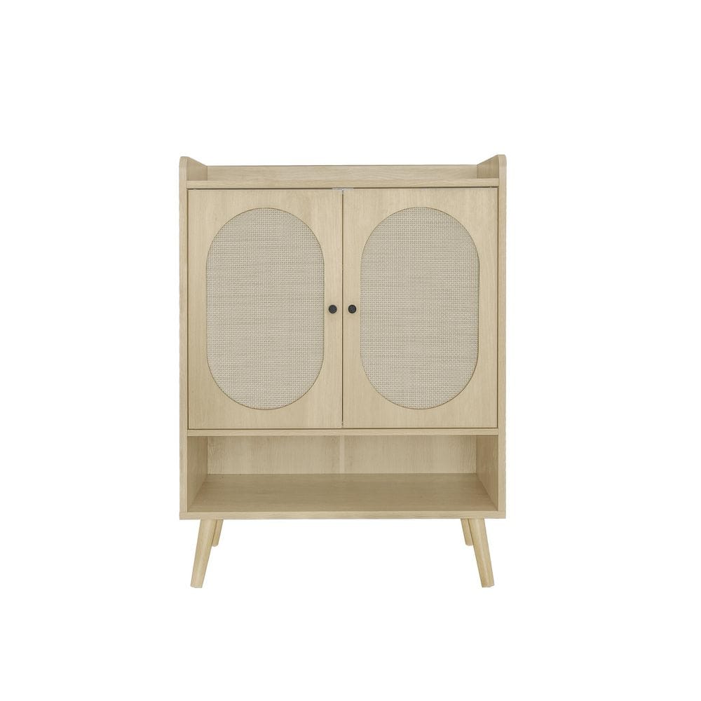 35.67 in. H x 26.77 in. W Brown Wood Freestanding Modern Shoe Storage Cabin