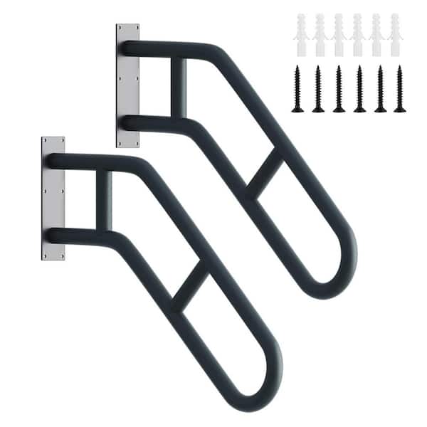 Angel Sar 2.08 ft. Metal Stair Handrails for 1-Steps to 3-Steps, Wall Mounted Safety Grab Bar with 2 Anti-Skid Crossbar (2-Pack)