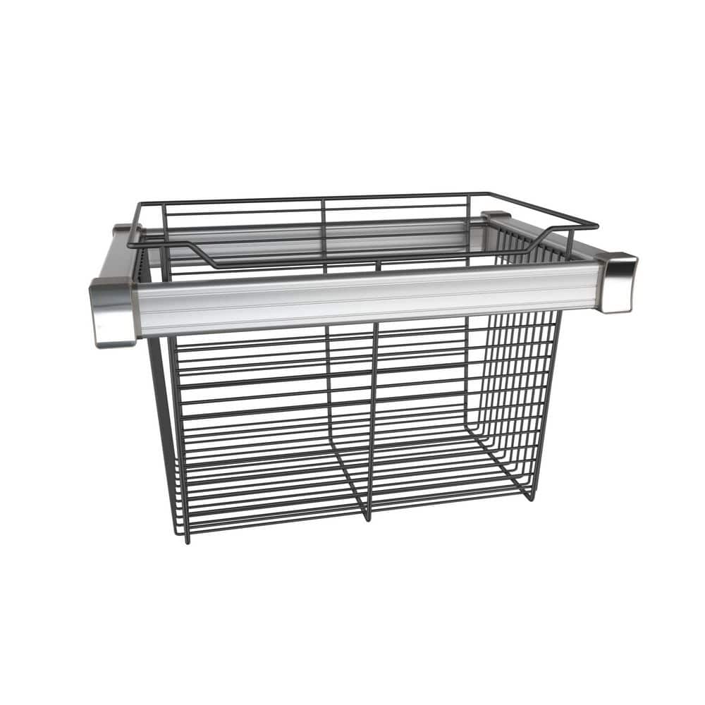 Premium 16.34 in. H x 24 in. W Matte Black Aluminum Full-Extension Wire Sliding Basket for Cabinets price history on PriceWatchPro