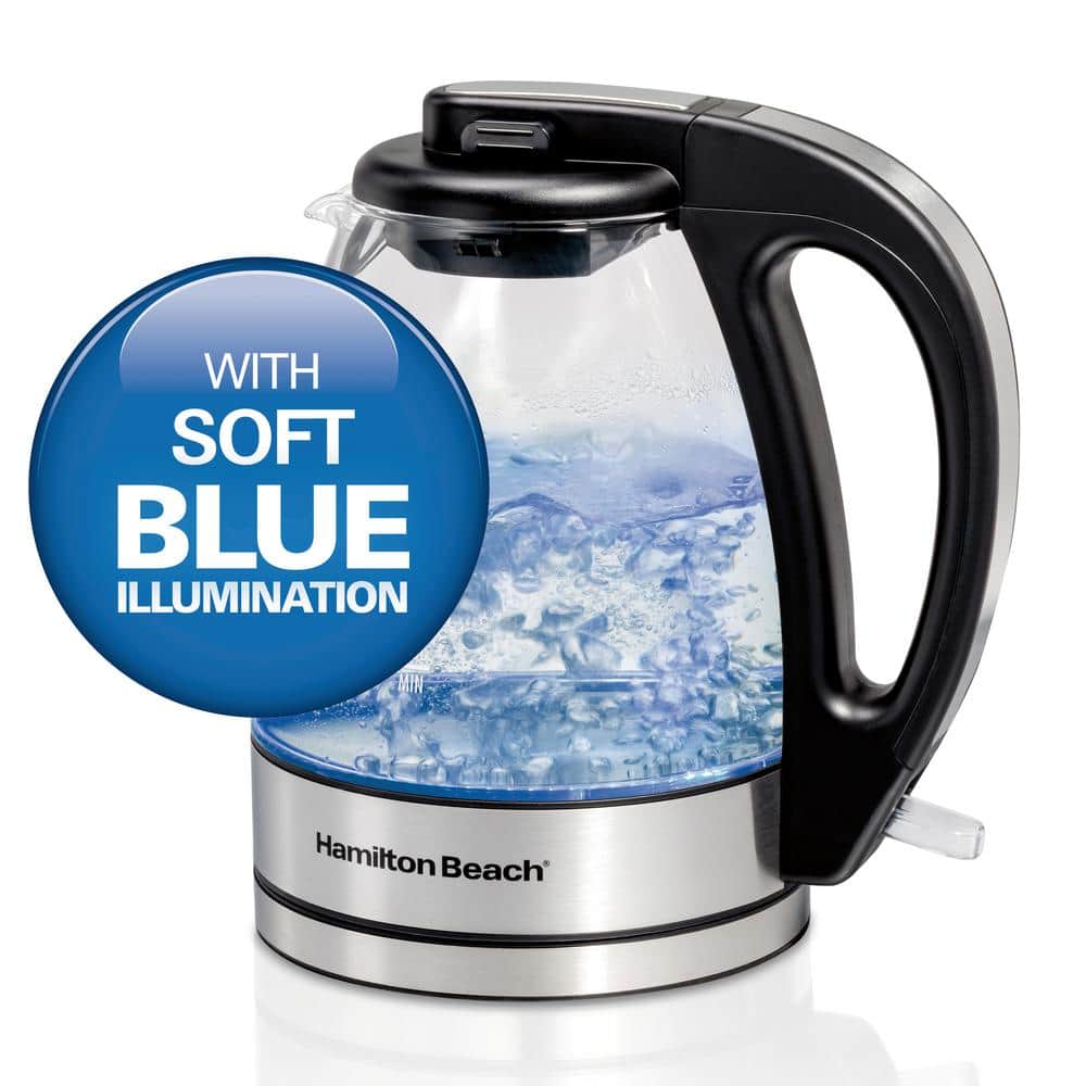Hamilton Beach 1-Liter Glass Electric Kettle with Stainless Steel Accents
