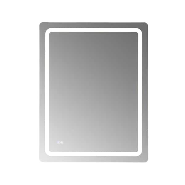 EPOWP 24 in. W x 36 in. H Small Rectangular Frameless Anti-Fog Wall Mounted Bathroom Vanity Mirror in Silver