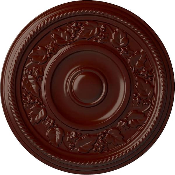 Ekena Millwork 16-1/8" x 3/4" Tyrone Urethane Ceiling Medallion (Fits Canopies upto 6-3/4"), Brushed Mahogany