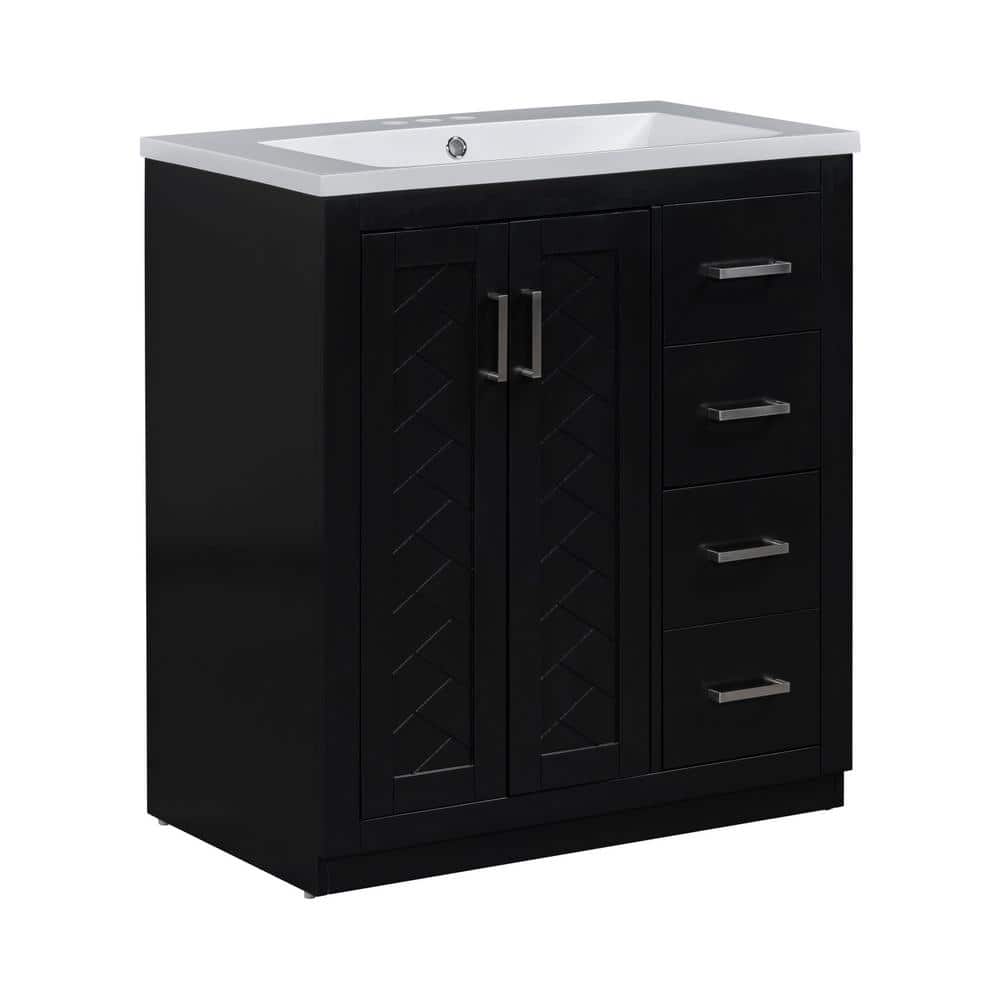 30in. W x 18in. D x 34in. H Freestanding Solid Wood Bath Vanity in Black with White Ceramic Undermount Sink price history on PriceWatchPro