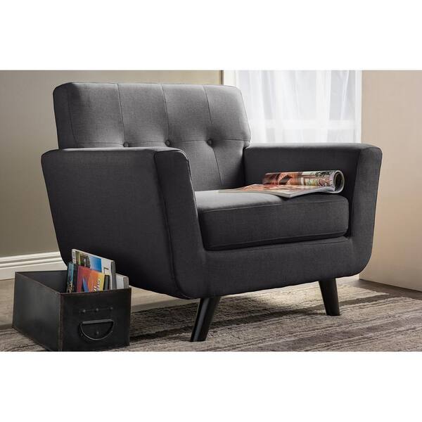 Baxton Studio Damien Scandinavian Gray Fabric Upholstered Accent Chair
